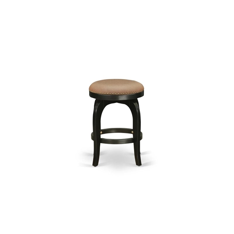 Pemberly Row 24-Inch Backless Wooden Swivel Bar Stool in Brown Roast
