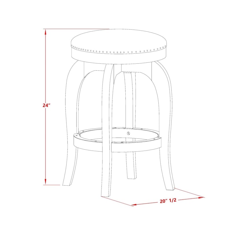 Pemberly Row 24-Inch Backless Wooden Swivel Bar Stool in Linen White