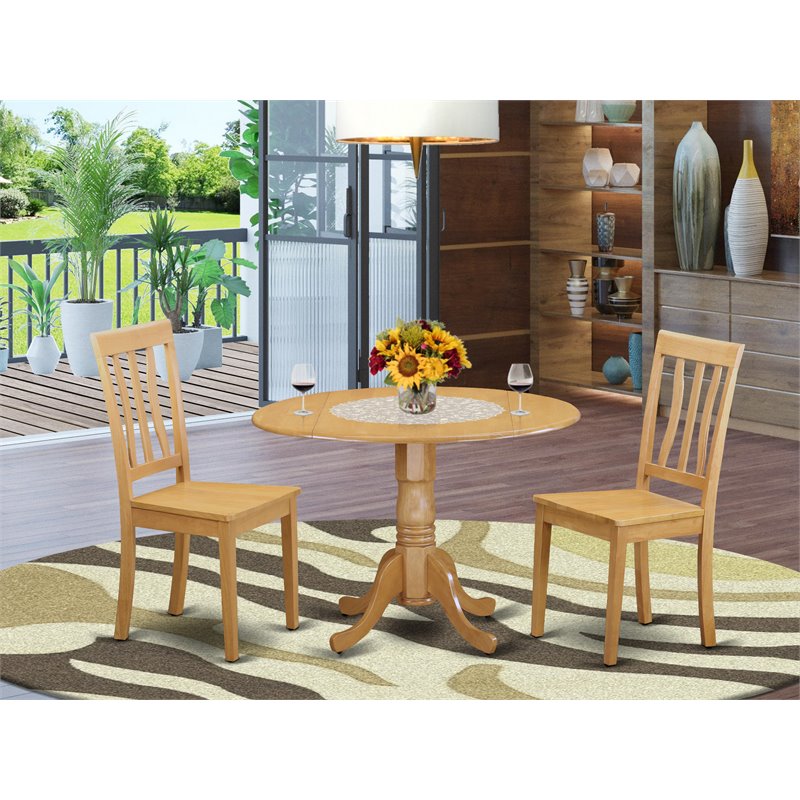Pemberly Row 3-Piece Wood Dining Table Set in Oak Finish