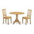 Pemberly Row 3-Piece Wood Dining Table Set in Oak Finish