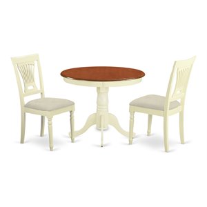 Pemberly Row 3-Piece Dining Table Set in Buttermilk/Cherry Finish