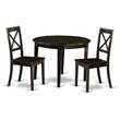 Pemberly Row 3-Piece Wood Round Kitchen Table Set in Cappuccino Finish