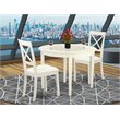 Pemberly Row 3-Piece Wood Dining Table Set in Linen White Finish