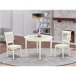 Pemberly Row 3-Piece Dining Set with Slatted Back Chairs in Linen White