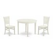 Pemberly Row 3-Piece Dining Set with Slatted Back Chairs in Linen White