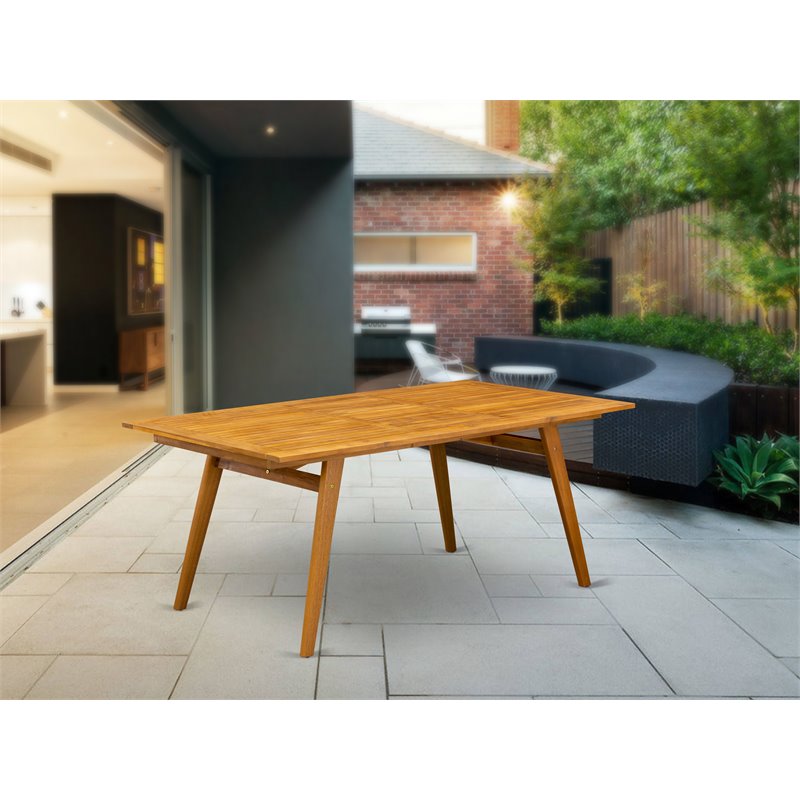 Pemberly Row Traditional Wood Patio Dining Table in Natural Oil