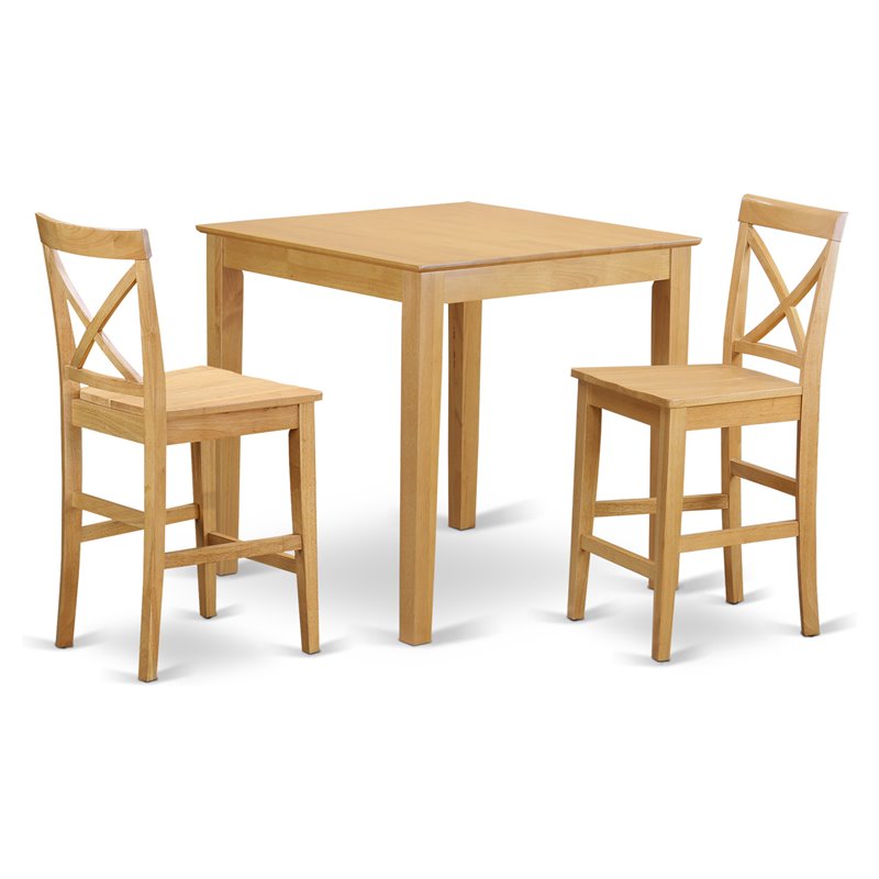 Pemberly Row 3-Piece Wood Pub Dining Set in Oak Finish