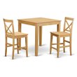 Pemberly Row 3-Piece Wood Pub Dining Set in Oak Finish