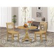 Pemberly Row Dublin 3-Piece Dining Set with Round Wood Table in Oak Finish