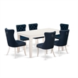 Pemberly Row 7-Piece Dining Table Set with Faux Leather Chairs in Linen White
