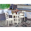 Pemberly Row 3-Piece Dining Set with Leather Chairs in Linen White Finish