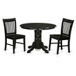 Pemberly Row 3-Piece Kitchen Table Set with Round Wood Table in Black