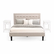 Pemberly Row 3-Piece Queen Platform Bedroom Set with Mist Beige Fabric