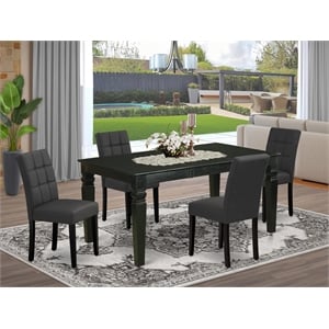 Pemberly Row 5-Piece Dinette Set with Faux Leather Chairs and Black Finish Wood