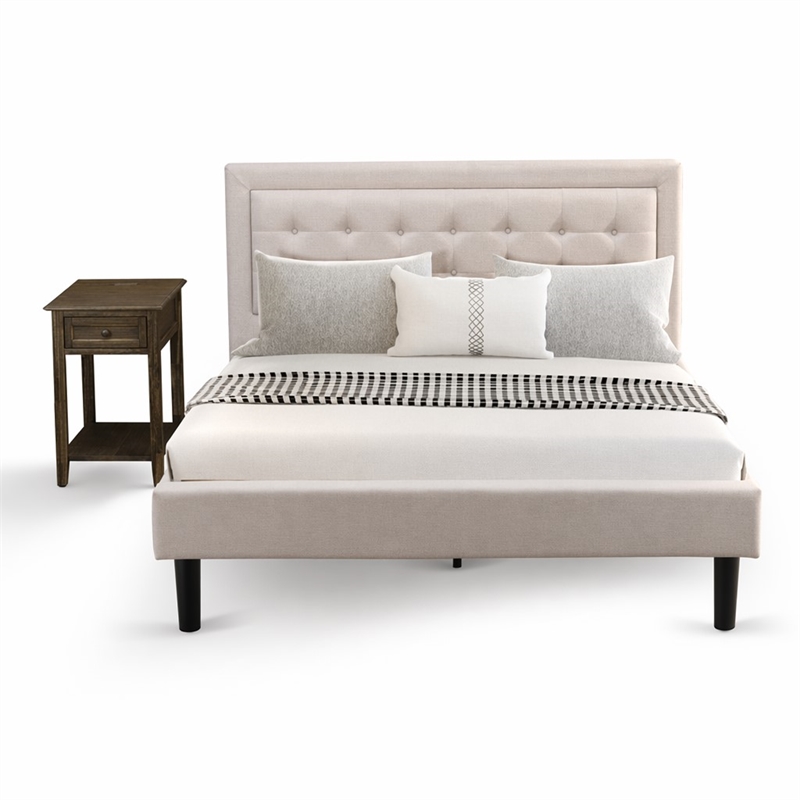 Pemberly Row 2-Piece Platform Bedroom Set in Mist Beige and Jacobean