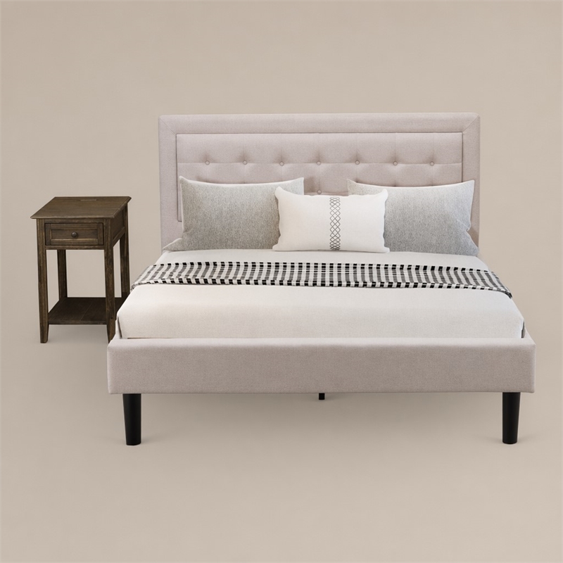 Pemberly Row 2-Piece Platform Bedroom Set in Mist Beige and Jacobean