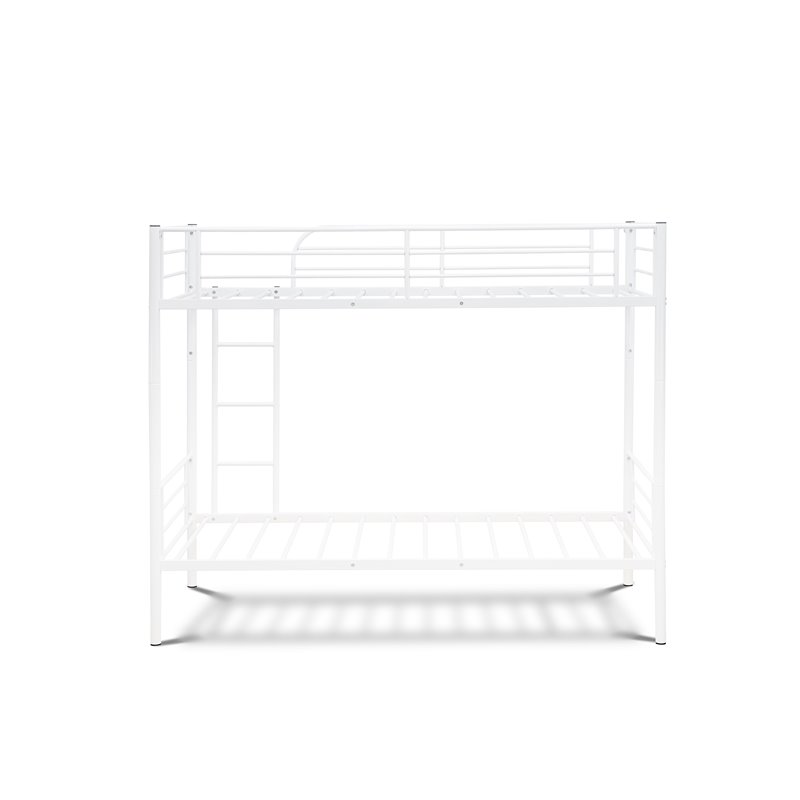 Pemberly Row Metal Twin Bunk Bed with Ladder in White Finish