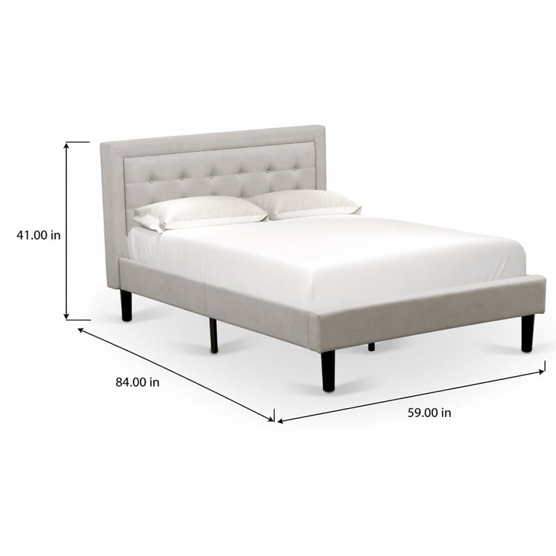 Pemberly Row Full Size Panel Bed in Mist Beige Upholstered Engineered Wood