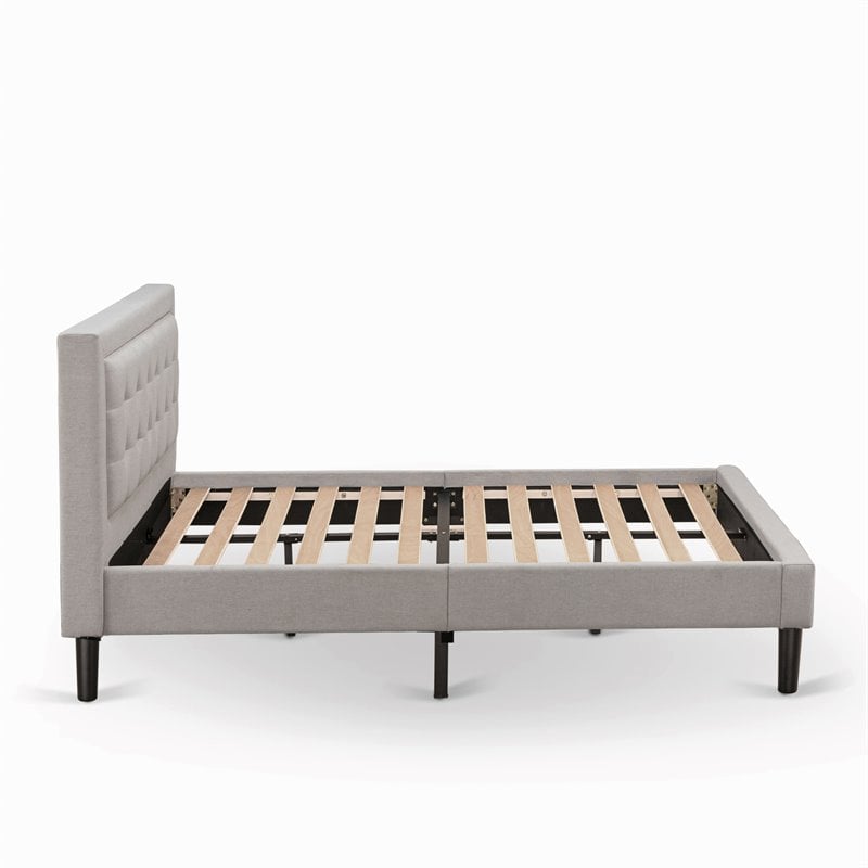 Pemberly Row Full Size Panel Bed in Mist Beige Upholstered Engineered Wood