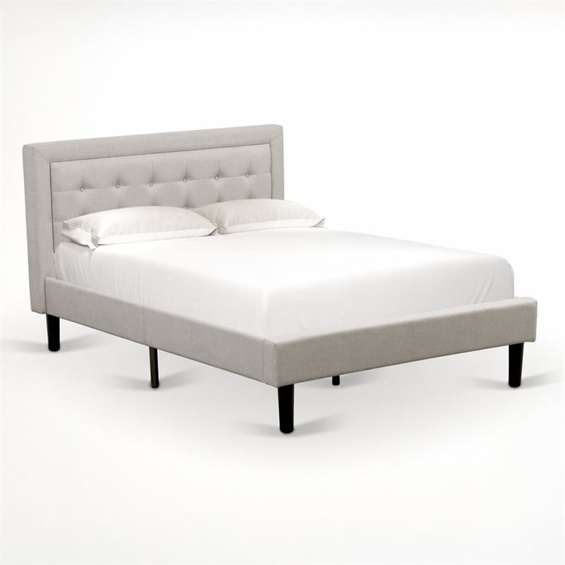 Pemberly Row Full Size Panel Bed in Mist Beige Upholstered Engineered Wood