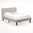 Pemberly Row Full Size Panel Bed in Mist Beige Upholstered Engineered Wood