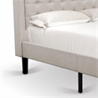 Pemberly Row Full Size Panel Bed in Mist Beige Upholstered Engineered Wood