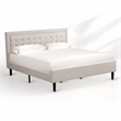 Pemberly Row King Size Upholstered Panel Bed in Mist Beige Engineered Wood