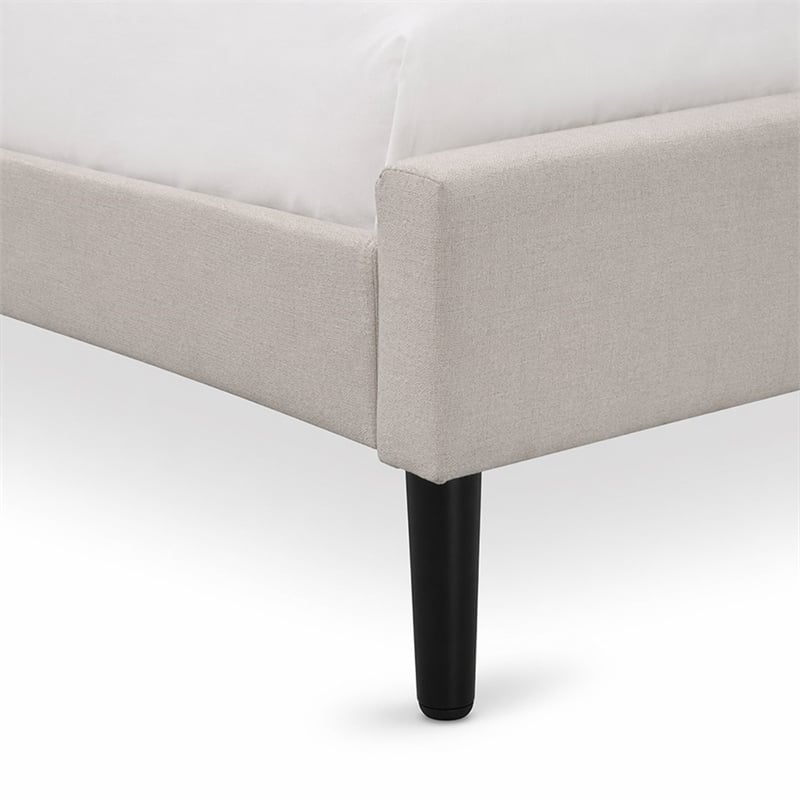 Pemberly Row King Size Upholstered Panel Bed in Mist Beige Engineered Wood