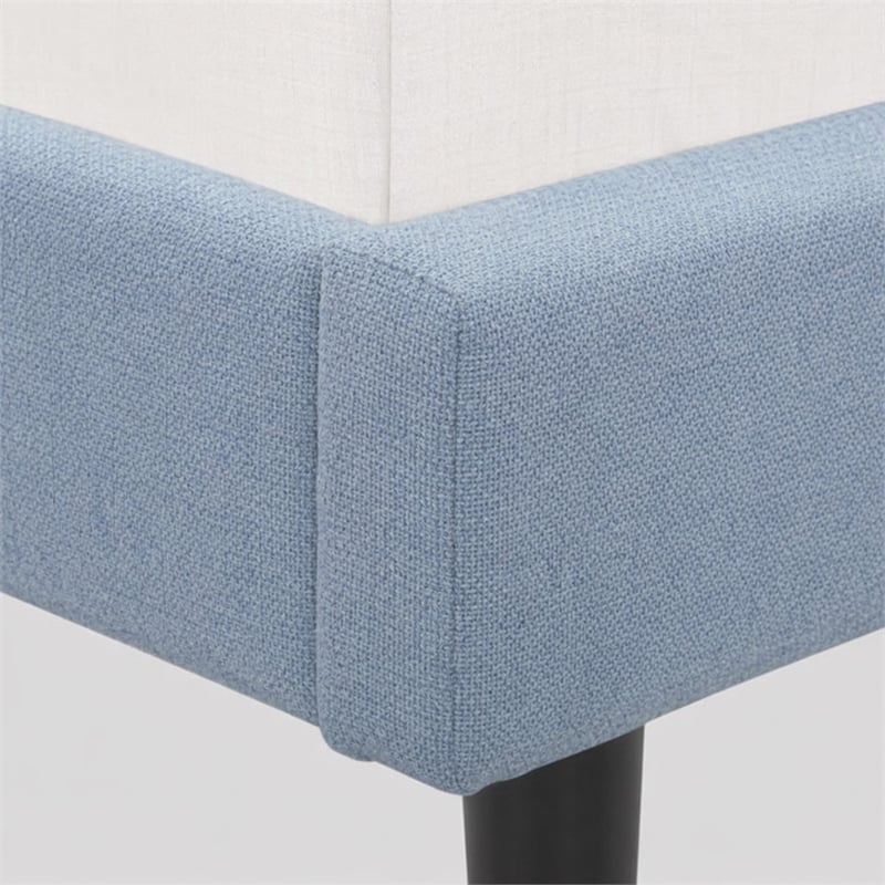 Pemberly Row Full Size Panel Bed in Denim Blue Upholstered Engineered Wood