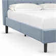 Pemberly Row Full Size Panel Bed in Denim Blue Upholstered Engineered Wood