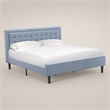 Pemberly Row King Size Panel Bed Upholstered in Denim Blue Engineered Wood