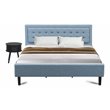 Pemberly Row 2-Piece Wood King Bedroom Set in Denim Blue Fabric