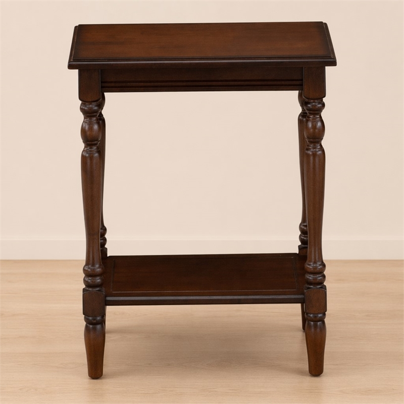 Pemberly Row Wood End Table with Open Storage in Antique Mahogany