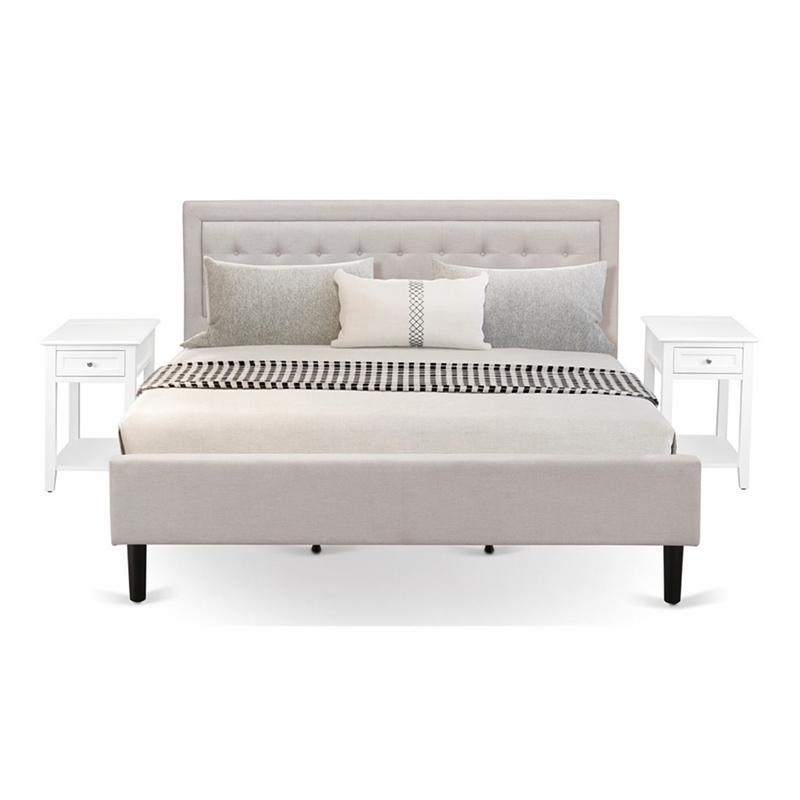 Pemberly Row 3-Piece King Bedroom Set in Mist Beige and Jacobean Finish