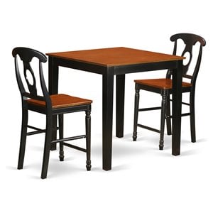 Pemberly Row Pub 3-Piece Counter Height Dining Set in Black & Cherry