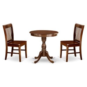 Pemberly Row Eden 3-Piece Mahogany Round Table and Chairs Dining Set