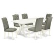 Pemberly Row X-Style 7-Piece Wood Dinette Set with Cream Parson Chairs