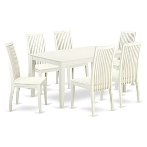 Pemberly Row 7-Piece Wood Dining Set in Linen White Finish