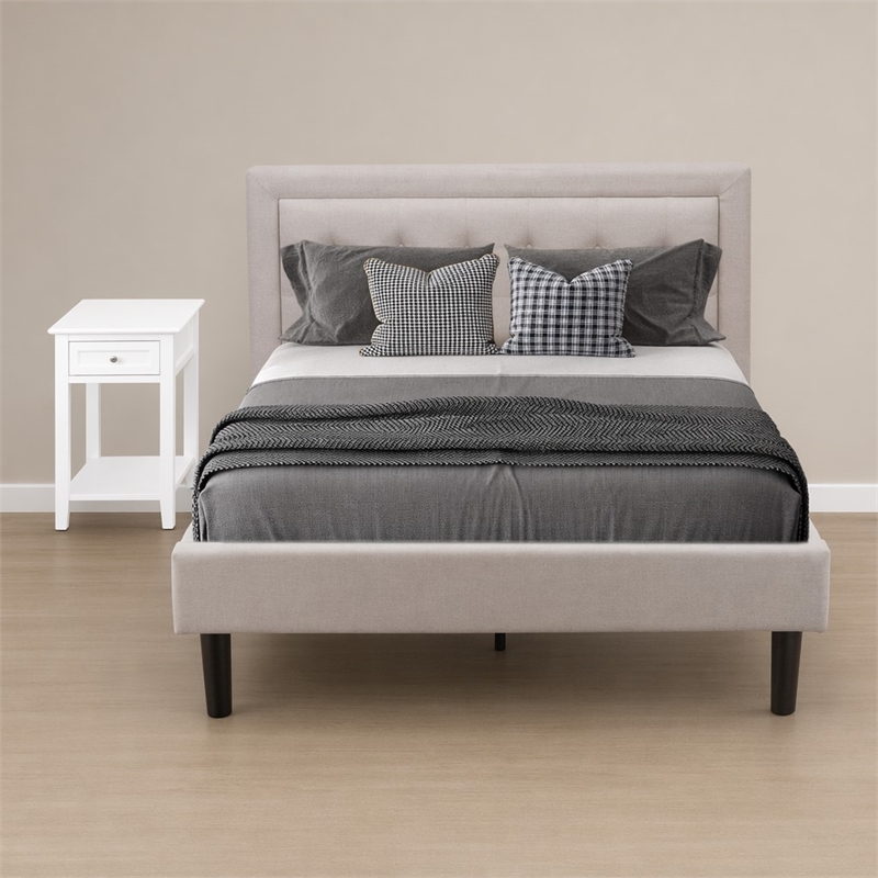 Pemberly Row 2-Piece Full Bedroom Set with Mist Beige Fabric Upholstery
