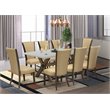 Pemberly Row X-Style 9-Piece Wood Dining Set in Jacobean and Cement