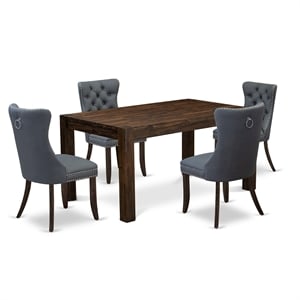 Pemberly Row 5-Piece Dining Set with Tufted Chairs in Jacobean/Platinum Gray