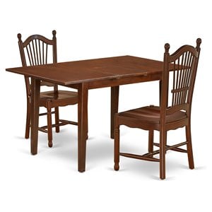 Pemberly Row Norfolk 3-Piece Mahogany Dining Set with Wooden Chairs