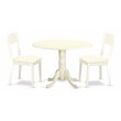 Pemberly Row Dublin 3-Piece Drop-Leaf Dining Set in Linen White Finish
