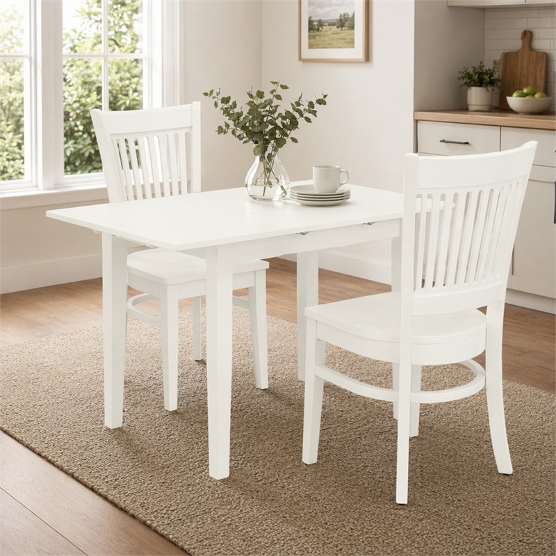 Pemberly Row Norfolk 3-Piece Dining Set in Linen White Finish