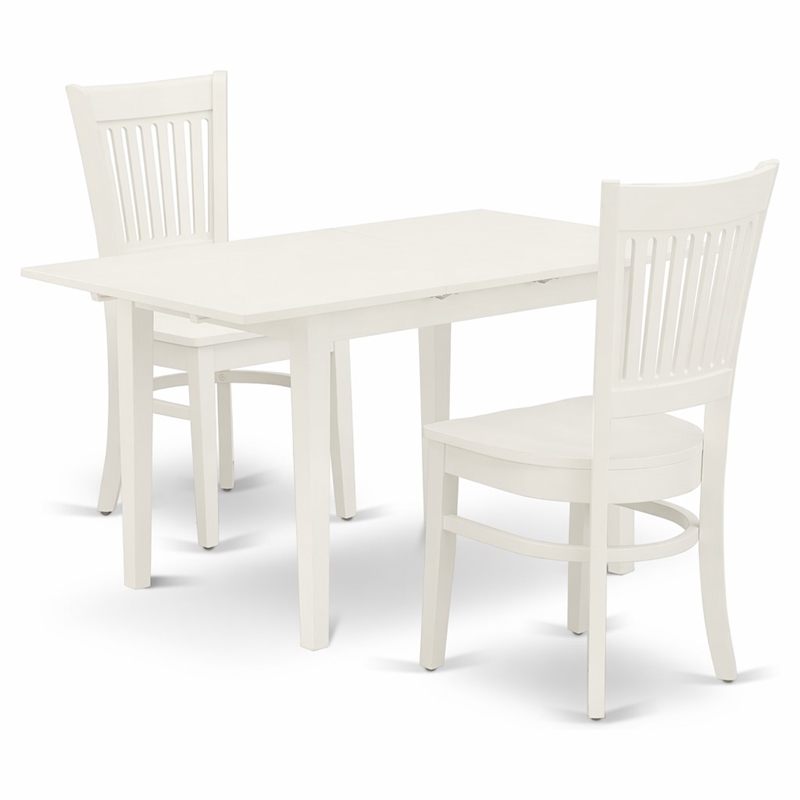 Pemberly Row Norfolk 3-Piece Dining Set in Linen White Finish