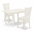 Pemberly Row Norfolk 3-Piece Dining Set in Linen White Finish