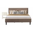 Pemberly Row 2-Piece Wood Bedroom Set in Dark Khaki and Cream Fabric