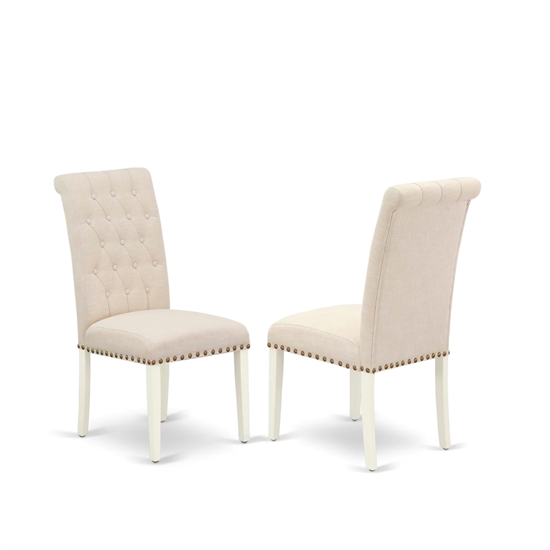 Pemberly Row 5-Piece Wood Dining Set in Linen White and Light Beige