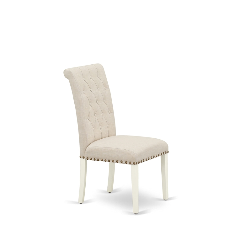 Pemberly Row 5-Piece Wood Dining Set in Linen White and Light Beige