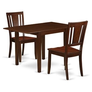 Pemberly Row 3-Piece Wood Dining Set with Chairs in Mahogany